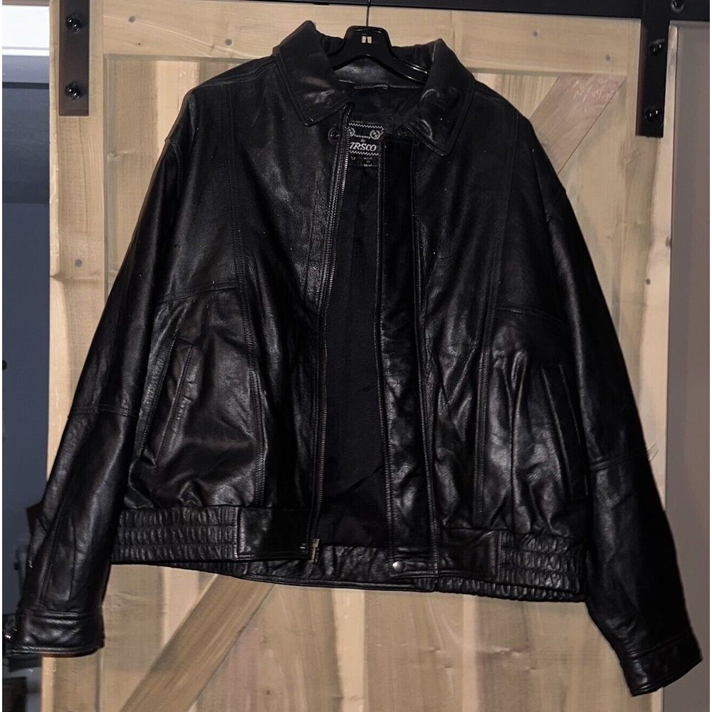 VINTAGE 70's 80'S ARSCO LEATHER FLIGHT HIGHWAYMAN MOTORCYCLE JACKET SIZE XL‎